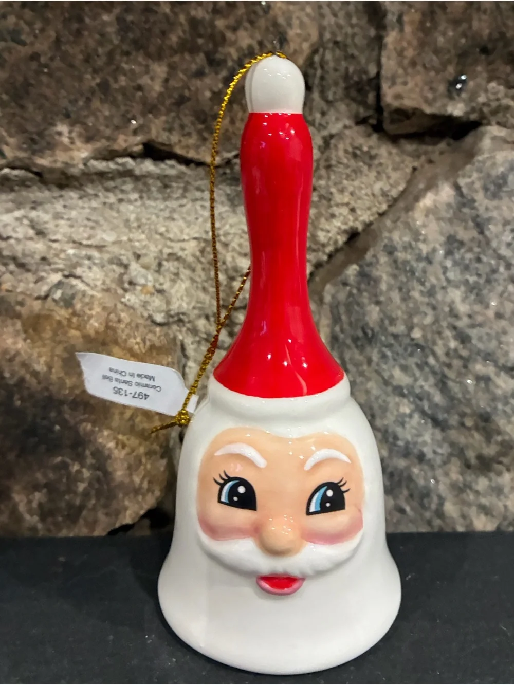 Crate & Barrel Santa Claus Christmas Bell Ornament Red and White Brand New